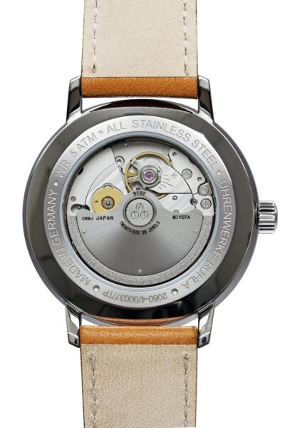 Bauhaus Herrenuhr Automatik mit Gangreserveanzeige und Lederarmband